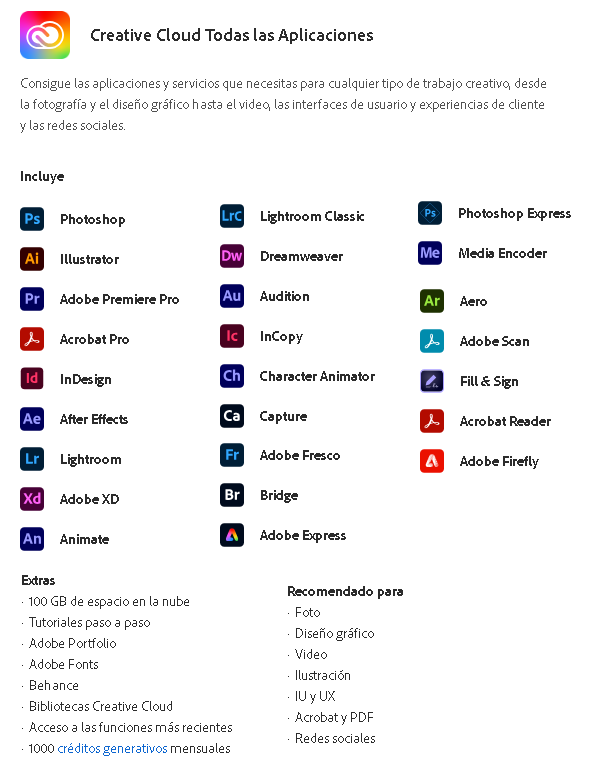 Adobe Creative Cloud 2024 - Descuento Suscripción Original